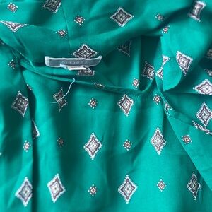 Green Patterned Short Sleeve Top